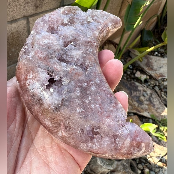 Sugary Pink Amethyst Crystal Druzy Moon - Picture 10 of 11
